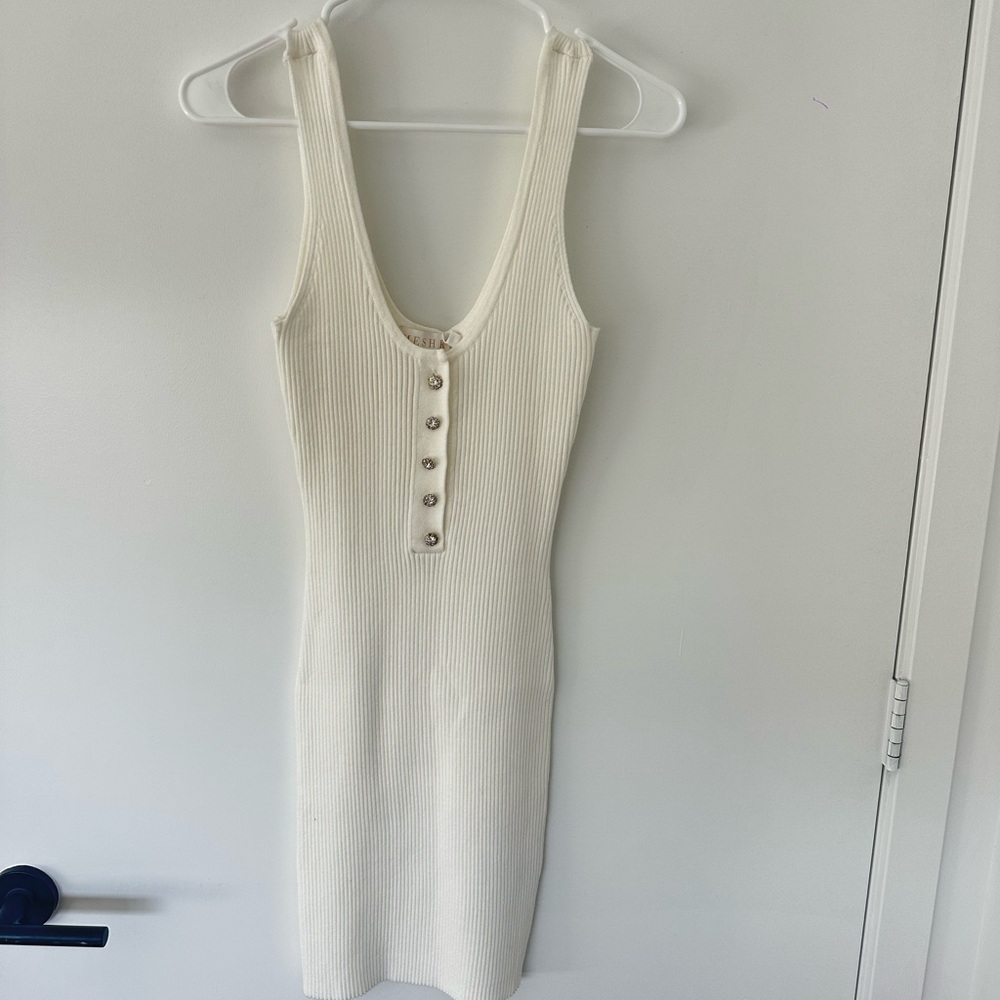 Meshki White Ribbed Dress new